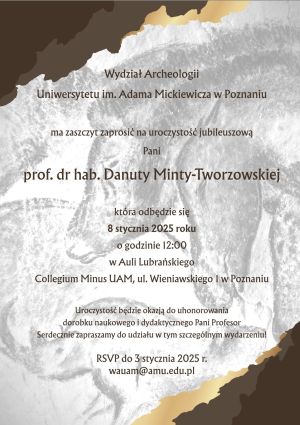 Zaproszenie na uroczystość jubileuszową prof. dr hab. Danuty Minty-Tworzowskiej 